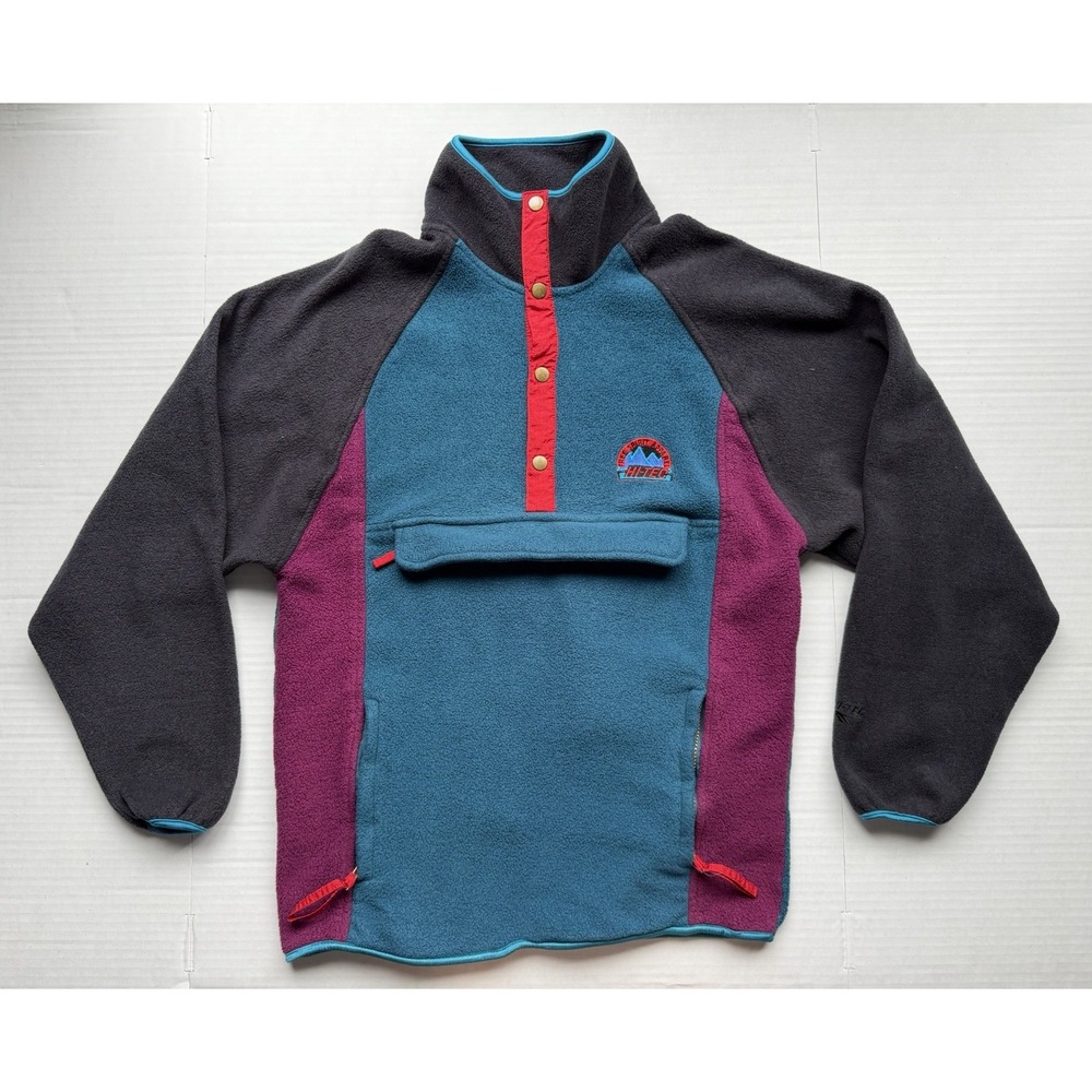 Vintage 90s Hi-Tec Free Spirit Fleece Pullover Men's M Colorblock Snap T